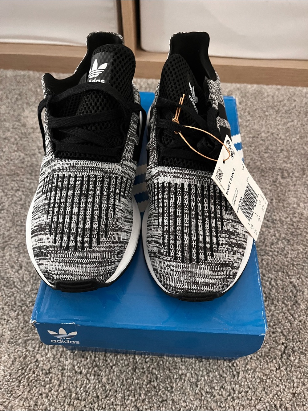 adidas Kids Black & White Knit Sneakers